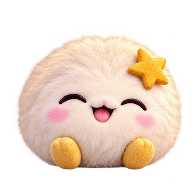 Pip, a cream Snug with a golden star